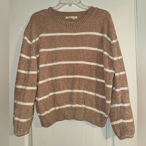 ❤️2 for 10❤️ Luv lane brown and white striped sweater. Worn once